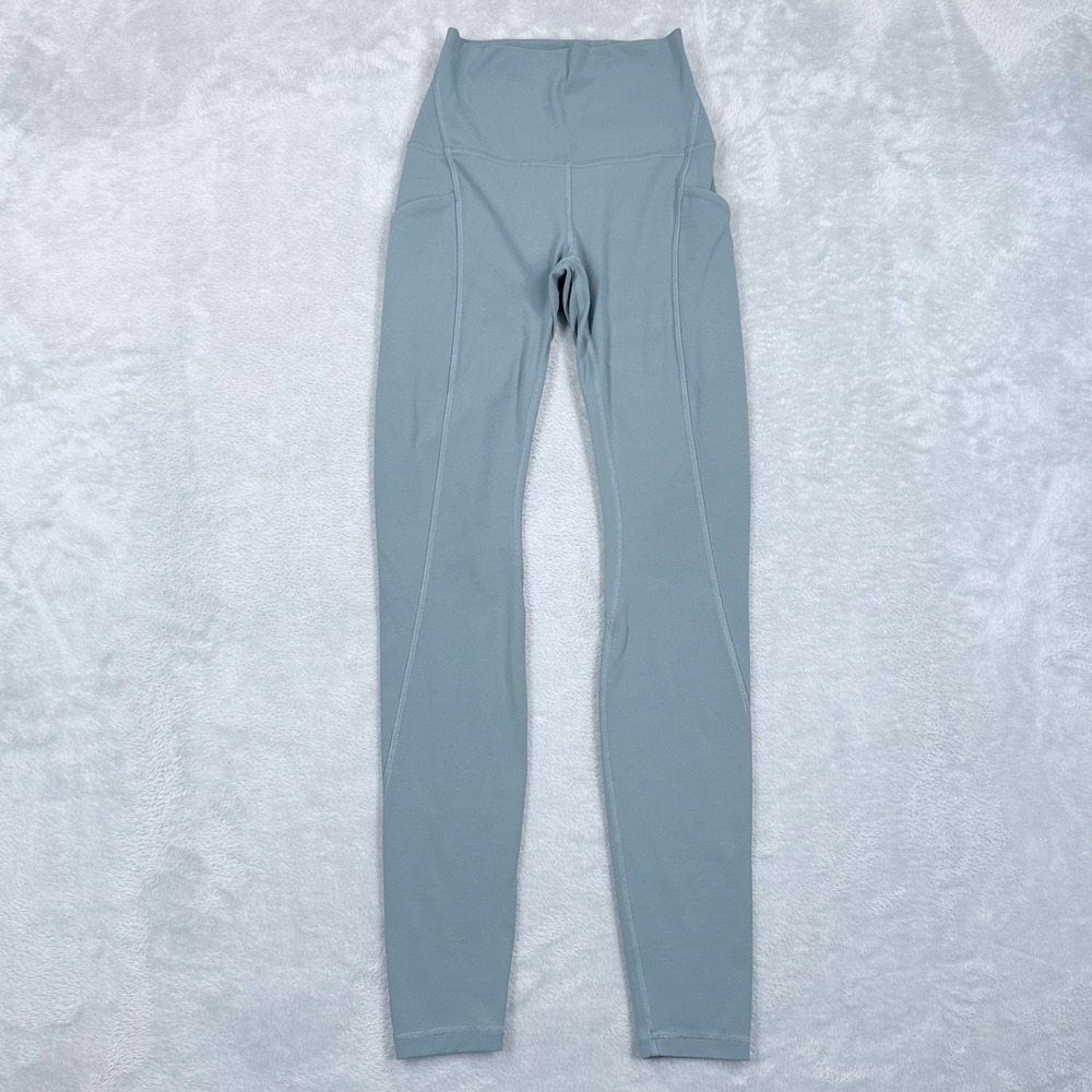 Lululemon Align High Rise Pant Leggings‎ Women 2 Grey Nulu Pockets Stretch Yoga